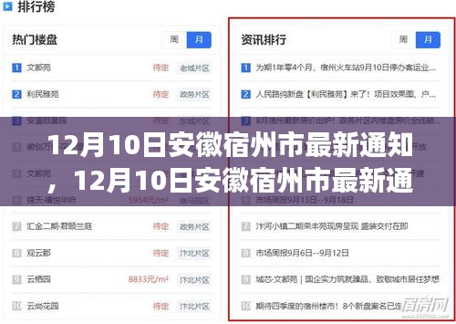 安徽宿州市政策更新详解，12月10日最新通知与民众生活紧密相关事项解析