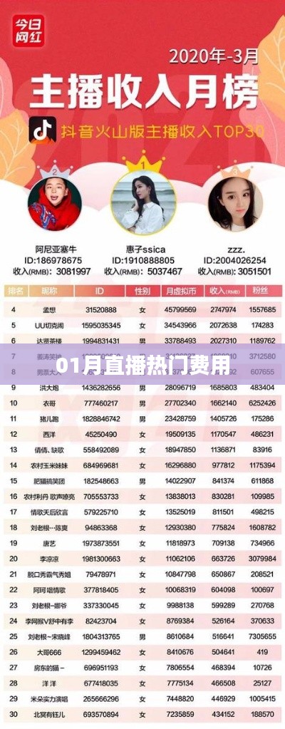热门直播费用大揭秘，一月直播费用概览