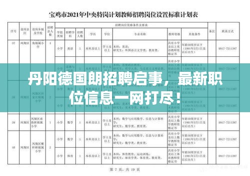 丹阳德国朗招聘启事，最新职位信息一网打尽！